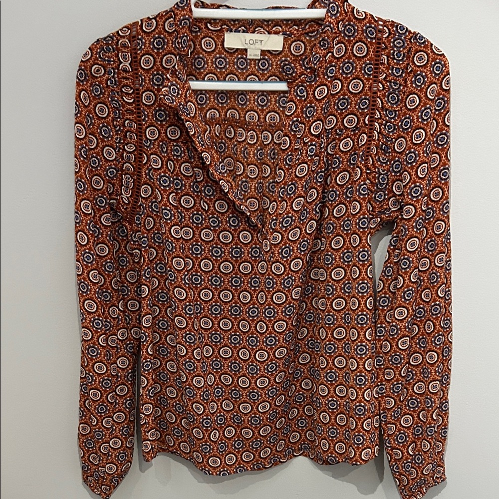 LOFT Women's Multicolor Geometric Blouse